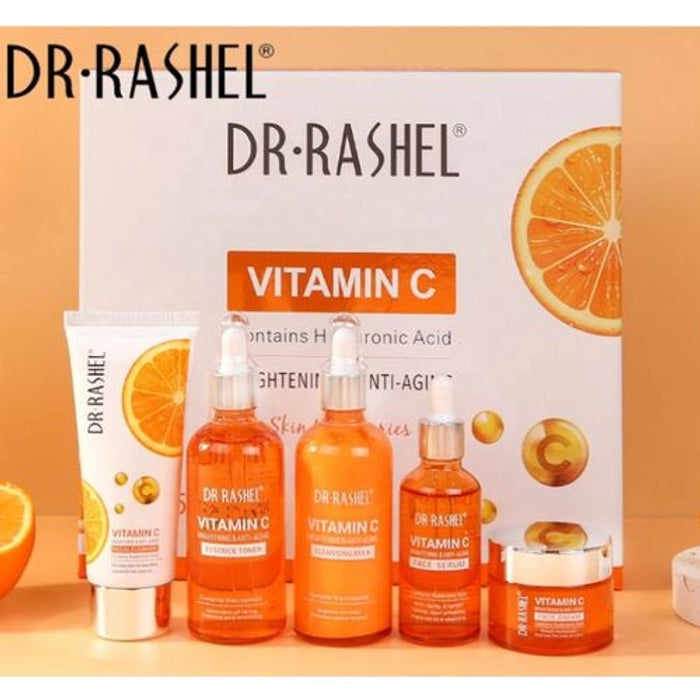 Dr Rashell Combo - Vitamin C Brightening & Anti Aging Skin Care Series 5 Piece Set & Complete Facial Serum Set 3 Pack