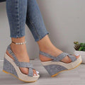 Ladies Thick Soled Sloping Cross Buckle Sandals